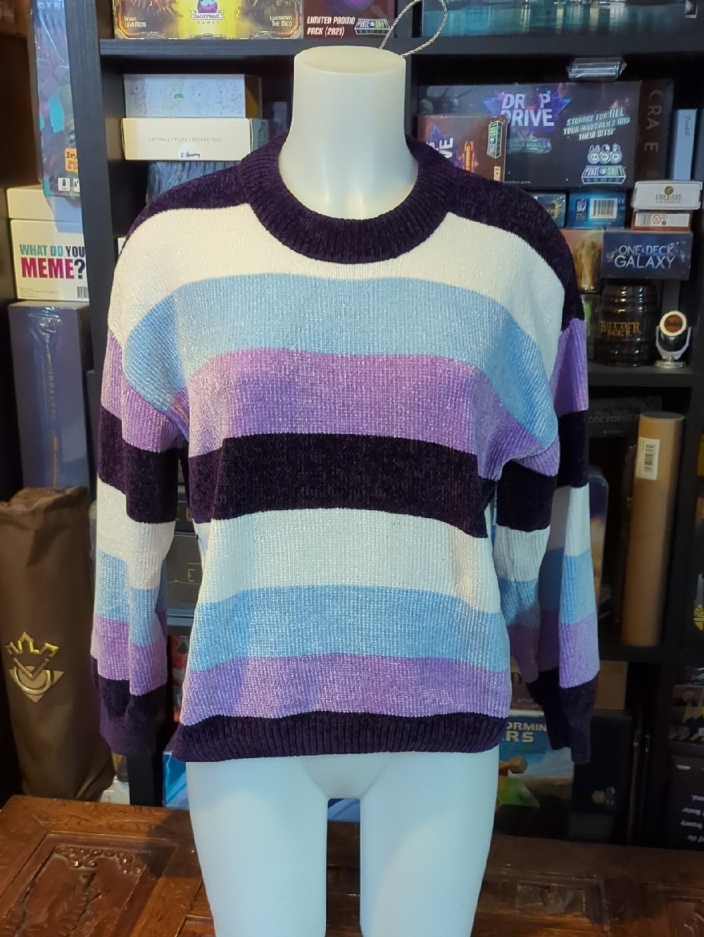 Size S George Striped Velour Crew Neck Sweater โ Cozy Retro Vibes โจ - Picture 15 of 16